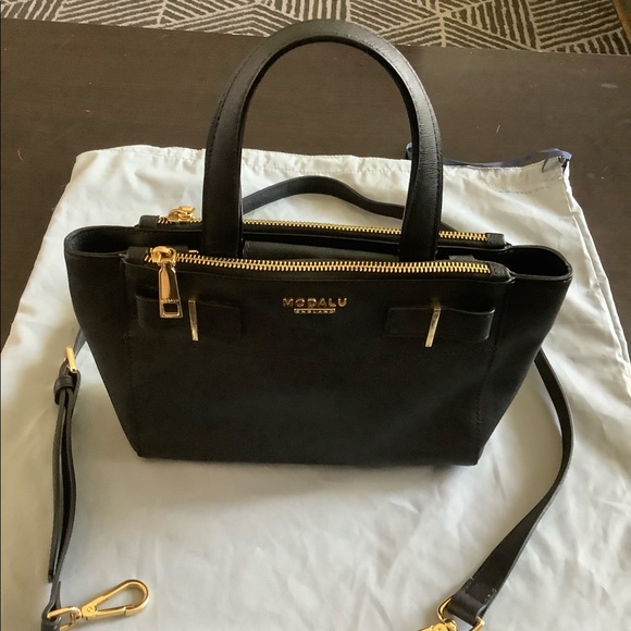 Modalu black leather handbag. - Picture 2 of 4